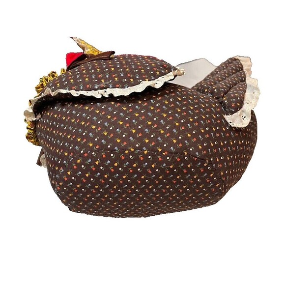 Vntg Rustic Fabric Turkey Doorstop "God Bless This Home" Weighted Countrycore - Picture 6 of 7